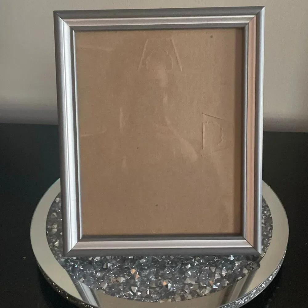 Simple silver metal picture frame standing and wall mountable 8x10 inches